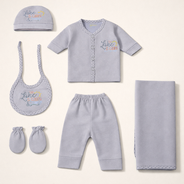 Newborn Baby 6Pcs Cotton Gift Set Lake Grey - Sunshine