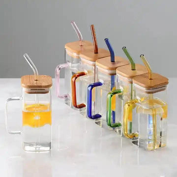 Glass Cup with Bamboo Lid (450ml)